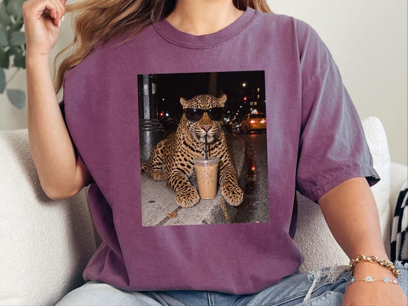 Leopardkaffe, kaffeälskare, rolig djurtröja, vildkatt bild 7