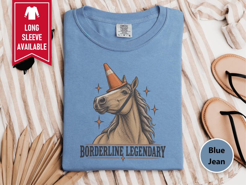 Funny Horse Shirt, Borderline Legendary Tee, Traffic Cone Unicorn Graphic, Horse Lover Gift, Equestrian Humor Top image 8