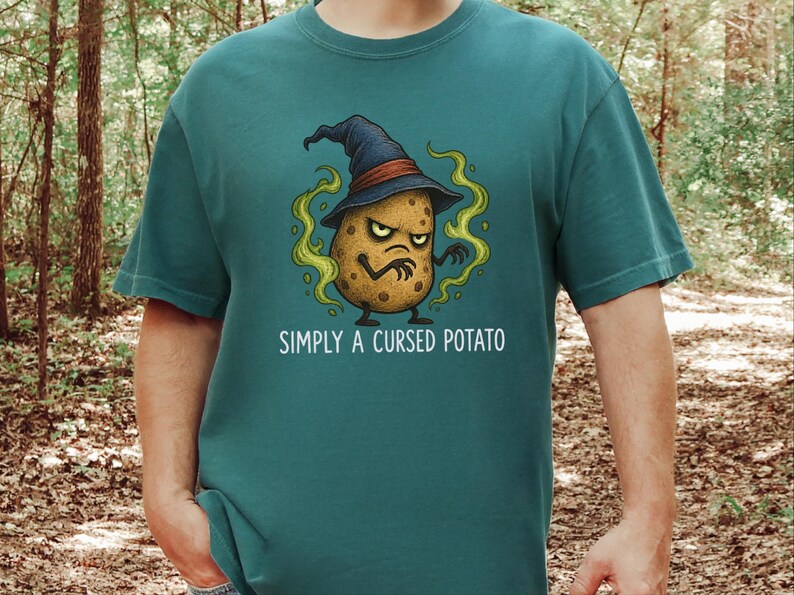 Aardappelshirt, grappig aardappelcadeau, tovenaars-T-shirt, weirdcore-shirt, magisch tovenaarsshirt, vervloekte aardappeltovenaar afbeelding 10