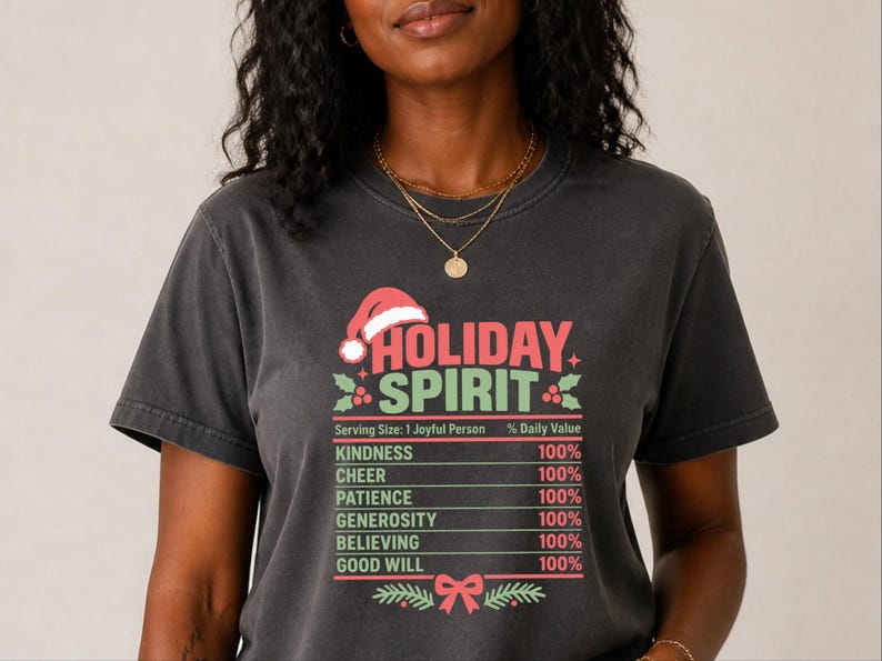 Christmas Nutrition Label Shirt, Family Holiday Party Tee, Holiday Spirit Matching Top, Funny Christmas Gift image 6