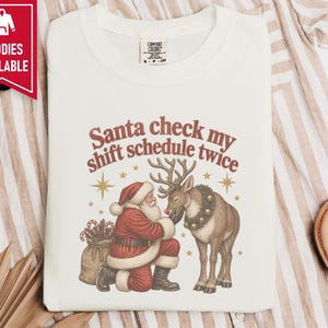 Night Shift Nurse Christmas Shirt, Vintage Santa Holiday Shirt, Night Shift Worker Gift, Christmas Nurse Tee, Retro Santa Claus Sweatshirt image 8