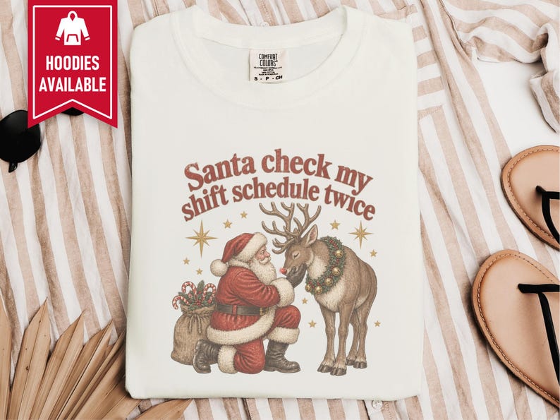 Night Shift Nurse Christmas Shirt, Vintage Santa Holiday Shirt, Night Shift Worker Gift, Christmas Nurse Tee, Retro Santa Claus Sweatshirt image 8