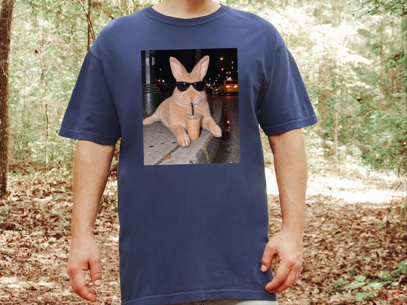 Funny Rabbit Shirt, Iced Coffee Lover Gift, Cool Bunny Mom Shirt, Funny Animal Gift, Rabbit Dad Gift image 3