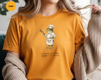Funny Chef Frog Tee, Sarcastic T-Shirt, Imposter Syndrome Shirt, Culinary Humor, Home Cook Gift, Vintage Frog Art, Relatable Humor