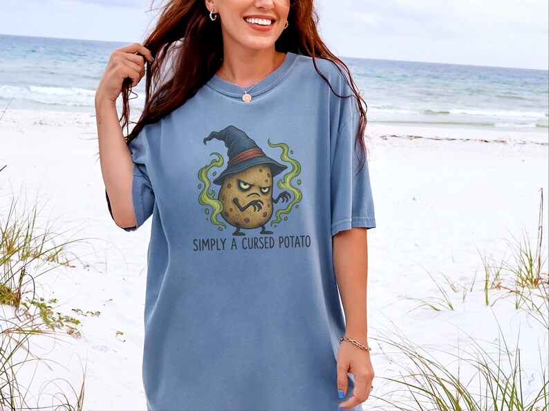 Aardappelshirt, grappig aardappelcadeau, tovenaars-T-shirt, weirdcore-shirt, magisch tovenaarsshirt, vervloekte aardappeltovenaar afbeelding 1
