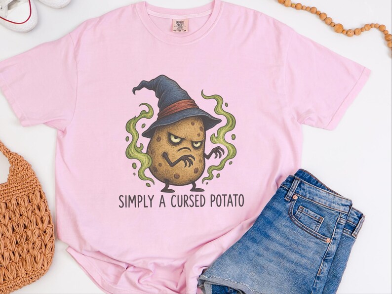Aardappelshirt, grappig aardappelcadeau, tovenaars-T-shirt, weirdcore-shirt, magisch tovenaarsshirt, vervloekte aardappeltovenaar afbeelding 4