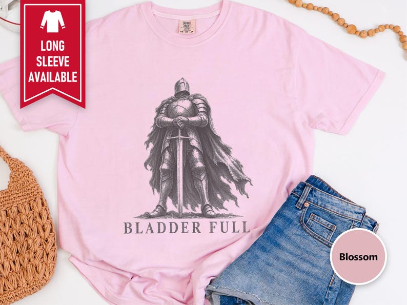 Tummy Hurts Shirt, Retro Knight Tee, Dark Souls Aesthetic, Funny Knight Shirt, Bladder Full, Dark Fantasy Gift image 4