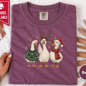 Christmas Goose Shirt, Festive Goose Sweatshirt, Funny Goose Gift, Holiday Bird Tee, Winter Animal Shirt, Ugly Christmas Sweater Style image 7