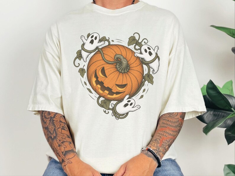 Camiseta de temporada espeluznante, camiseta de calabaza, calabaza de Halloween, camiseta de fantasma, camiseta para fiesta de Halloween, regalo de Halloween imagen 8