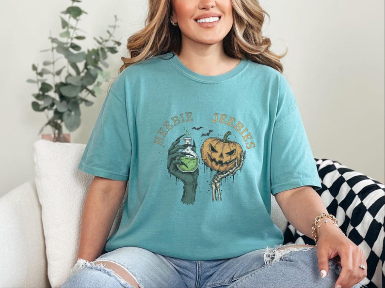 Comfort Colors Halloween Potion Heebie Jeebies Shirt, Witchy Skeleton Hands Tee, Jack O Lantern Spooky Season, Gothic Vintage Fall Graphic image 5
