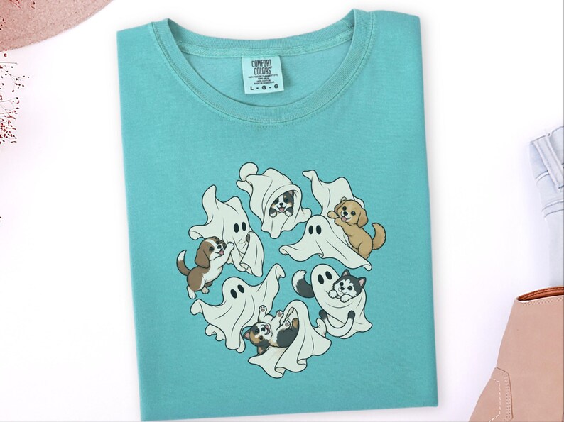 Ghost Dog Shirt, Halloween Dog Gift, Dog Mom Fall Tee, Puppy Halloween Costume, Spooky Season Shirt image 9
