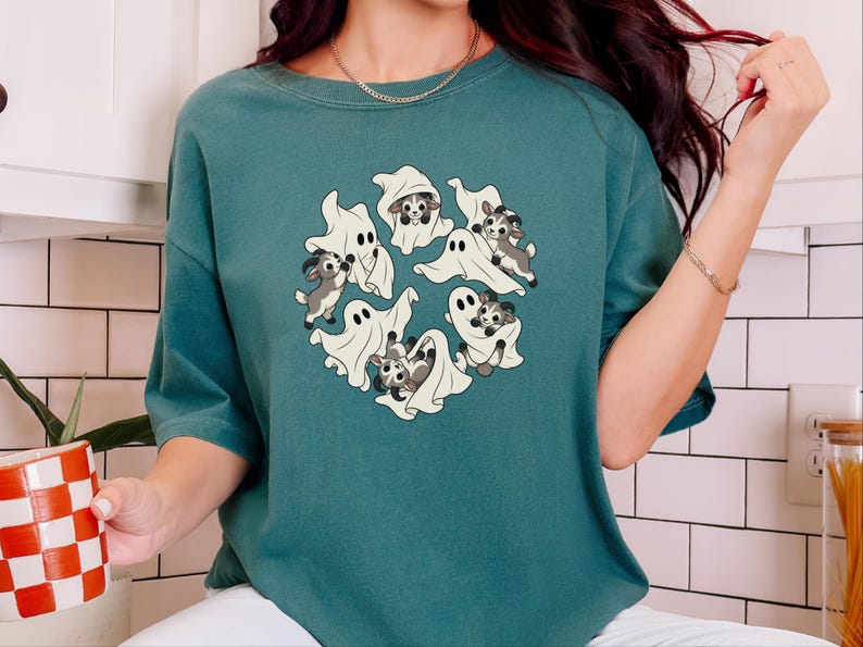 Funny Goat Shirt, Goat Mom Gift, Cute Ghost Shirt, Halloween Goat Lover Tee, Farm Animal Fall Shirt image 4