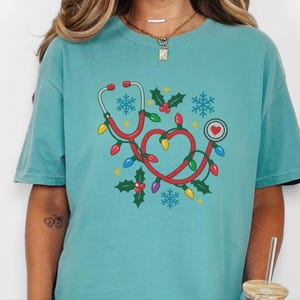 Nurse Christmas Sweatshirt, Holiday Nurse Shirt, Festive Medical Worker Crewneck, Christmas Lights Nurse image 6