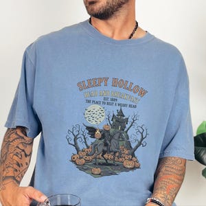 Comfort Colors Headless Horseman Shirt, Sleepy Hollow Dead And Breakfast Tee, Horror Movie Lover Gift, Gothic Haunted House Art image 6
