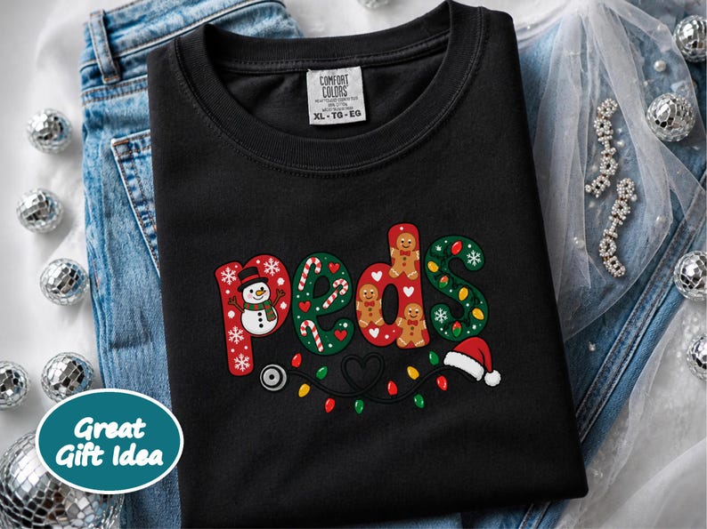 Camiseta navideña para enfermera pediátrica, regalo festivo para enfermera pediátrica, sudadera navideña para enfermera, top navideño para enfermera pediátrica imagen 14