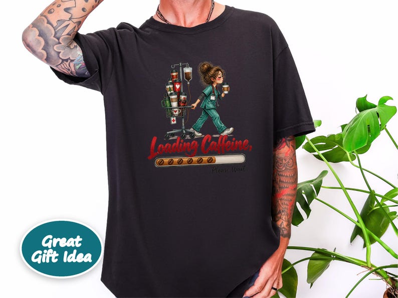 Coffee Nurse Shirt, Nurse Coffee Tee, Night Shift Nurse Gift, Funny Healthcare Shirt, Loading Caffeine Shirt image 9