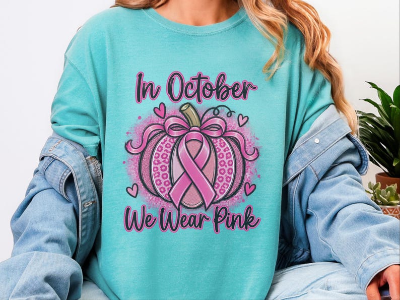 In oktober dragen we een roze shirt, een pompoencadeau ter bevordering van borstkankerbewustzijn, een roze lint-herfstshirt, een hoodie met steunmotief en een shirt voor overlevenden. afbeelding 10