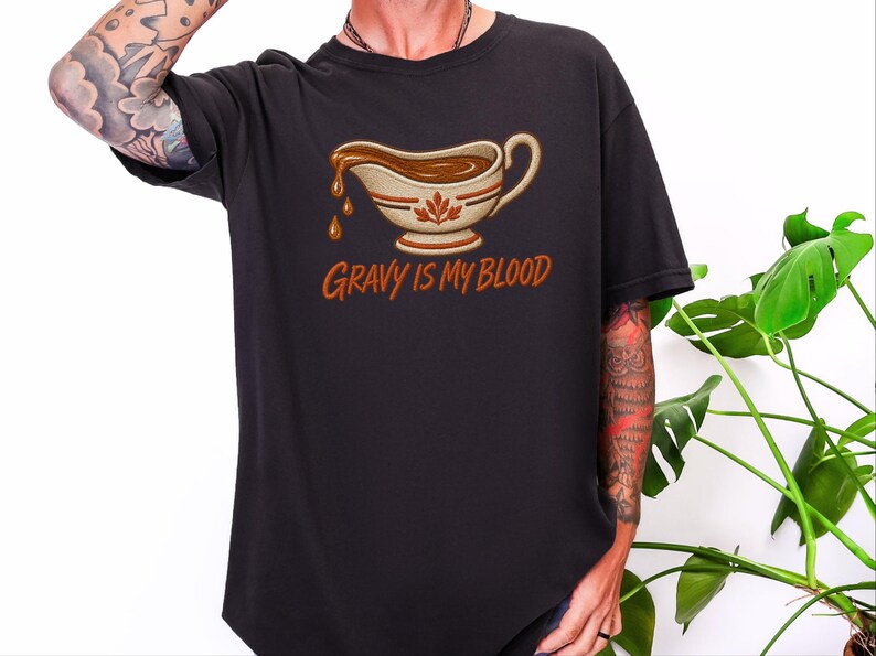 „Soße ist mein Blut“-Shirt, Geschenk für Feinschmecker zum Thanksgiving-Fest, lustiges Koch-T-Shirt, Sweatshirt für das Festessen, Geschenk für Foodies Bild 9