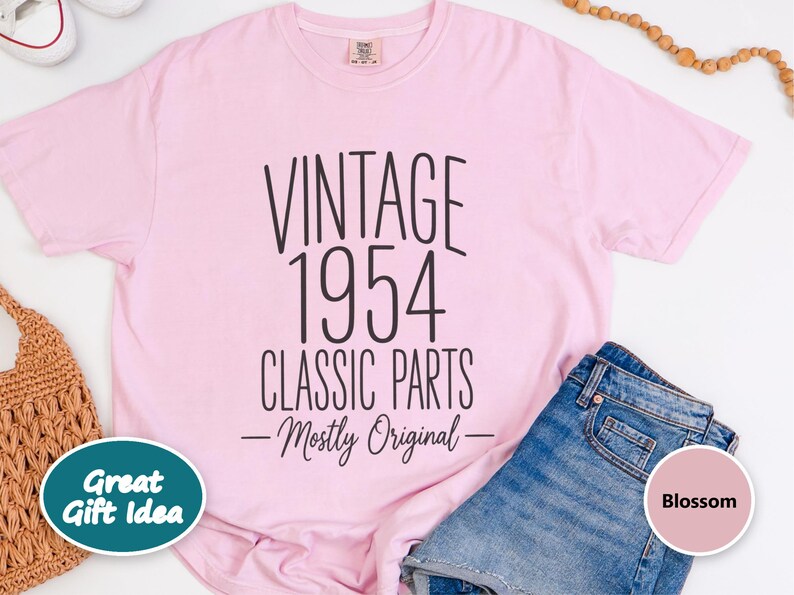 70th Birthday Shirt, 70 Year Old Gift, 1954 Birthday Shirt, Vintage 1954 Classic Parts Mostly Original, Turning 70 Shirt, 70th Birthday Gift image 5