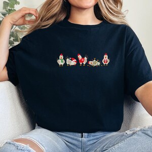 Christmas Chicken Shirt, Funny Holiday Chicken Gift, Cute Farm Christmas Tee, Festive Chicken Lover Shirt, Winter Farm Animal Top image 4
