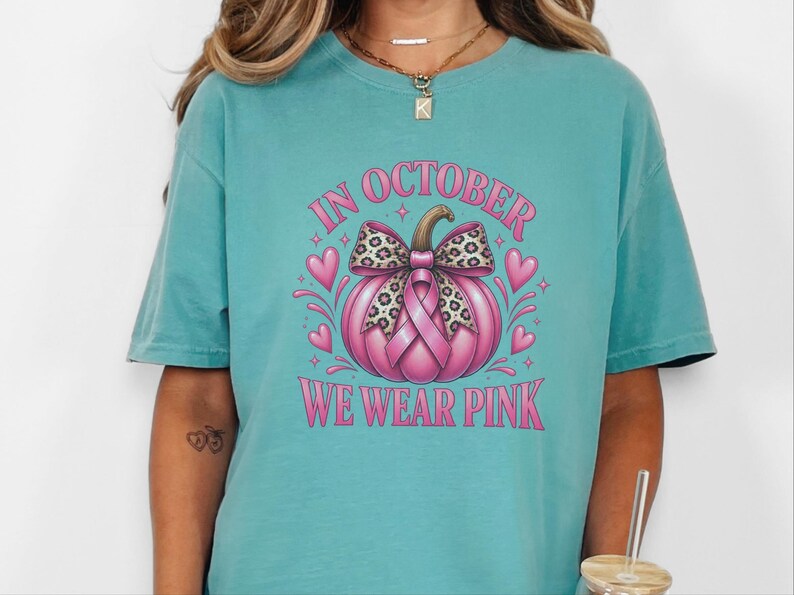 In oktober dragen we roze shirts, retro T-shirts ter ondersteuning van borstkanker, herfstcadeau met pompoenmotief, Warrior sweatshirt afbeelding 2