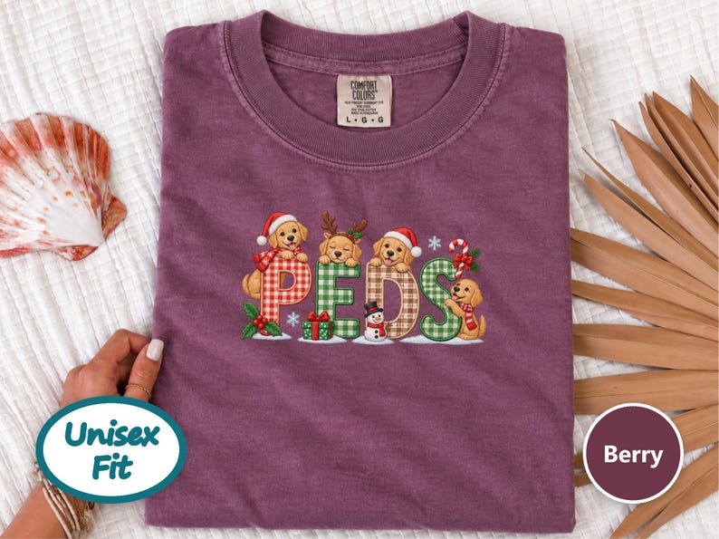Christmas Peds Nurse Shirt, Golden Retriever Christmas Gift, Pediatric Nurse Sweatshirt, Peds Nurse Holiday Tee image 8
