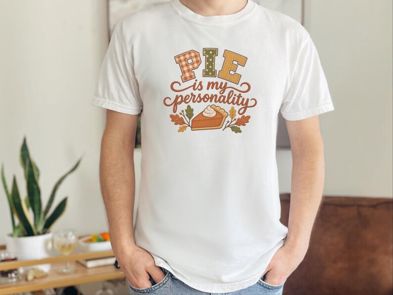 T-shirt voor taartliefhebbers, Thanksgiving-shirt, grappig cadeau voor foodies, herfstshirt, sweatshirt met de tekst "Taart is mijn persoonlijkheid". afbeelding 5