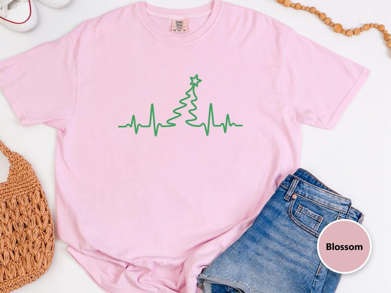 Grandpa Christmas Shirt, Cardiac Nurse Gift, Christmas Tree Heartbeat Tee, Cardiology Holiday Present, Grandpa Christmas Gift image 1