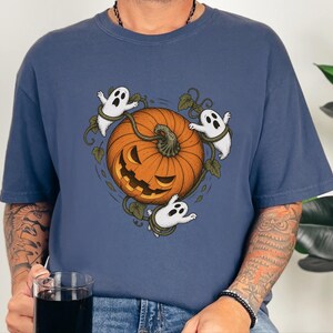 Camiseta de temporada espeluznante, camiseta de calabaza, calabaza de Halloween, camiseta de fantasma, camiseta para fiesta de Halloween, regalo de Halloween imagen 3