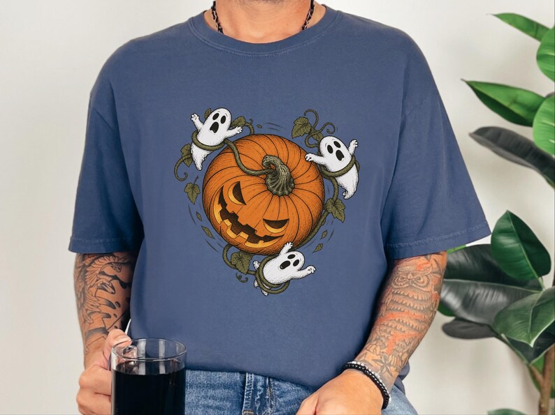 Camiseta de temporada espeluznante, camiseta de calabaza, calabaza de Halloween, camiseta de fantasma, camiseta para fiesta de Halloween, regalo de Halloween imagen 3