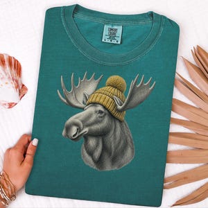 Moose Shirt, Moose Lover Gift, Vintage Animal Shirt, Wildlife Crewneck, Cabin Life Tee image 4