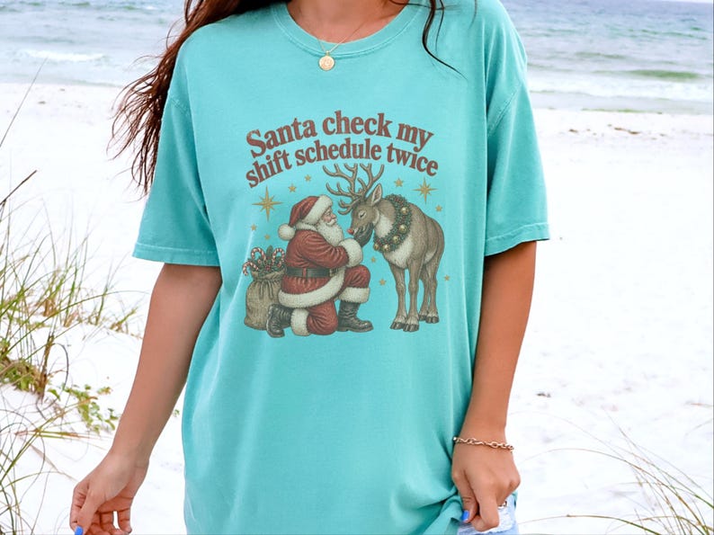 Night Shift Nurse Christmas Shirt, Vintage Santa Holiday Shirt, Night Shift Worker Gift, Christmas Nurse Tee, Retro Santa Claus Sweatshirt image 1