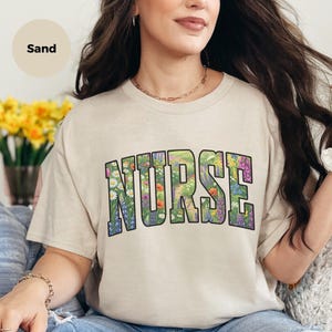 Native Wildflowers Floral Nurse Shirt, Registered Nurse Comfort Colors Tee, Pollinator Garden RN Life, Nursing Student Healthcare Apparel image 4
