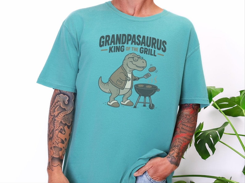 Grandpasaurus King Of Grill Shirt, Father's Day Grandpa Gift, Grill Master Tee, BBQ Lover Shirt, Funny Grandpa T-Shirt image 1