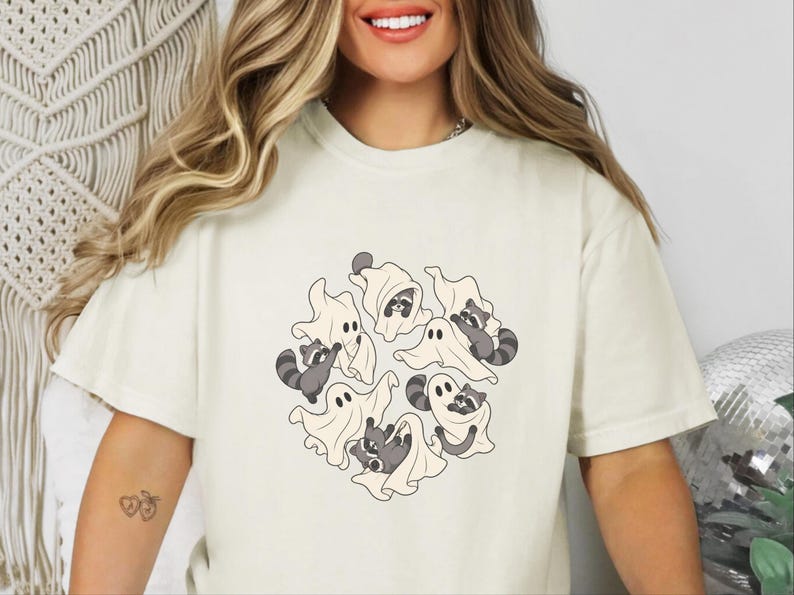 Raccoon Ghost Shirt, Funny Halloween T Shirt, Cute Spooky Season Tee, Trash Panda Gift image 5