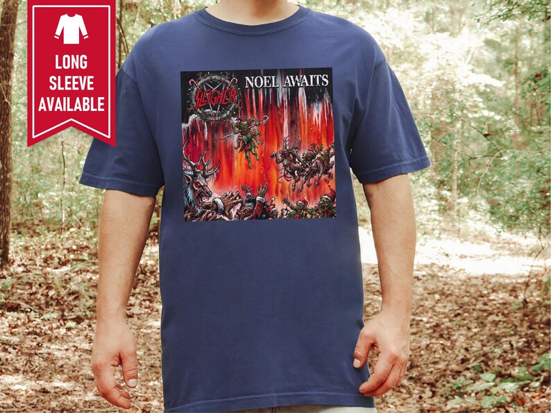 Heavy Metal Christmas Shirt, Death Metal T Shirt, Thrash Metal Tee, Metalhead Gift, Rock Band Merch, Dark Christmas Humor, Slayer Parody image 7