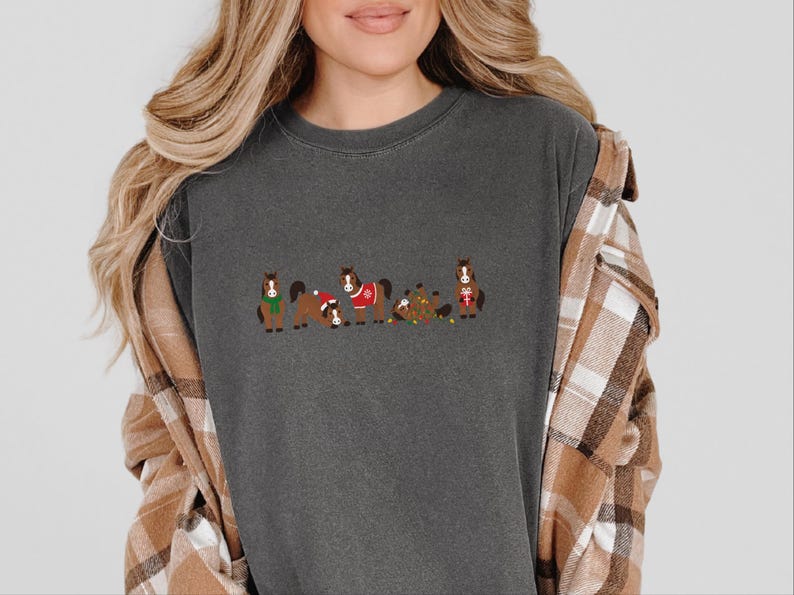 Christmas Horse Shirt, Funny Horse Lover Gift, Equestrian Holiday Sweatshirt, Festive Farm Animal Tee image 9