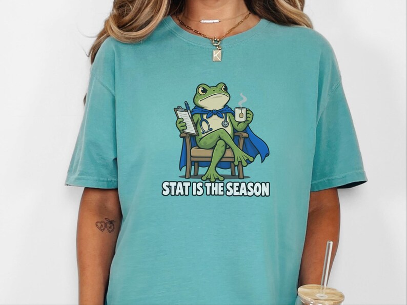 Funny Doctor Shirt, Stat Is The Season, Doctor Gift, Nurse Shirt, Frog Meme Tee, Medical Humor Shirt, ER Nurse Gift image 1