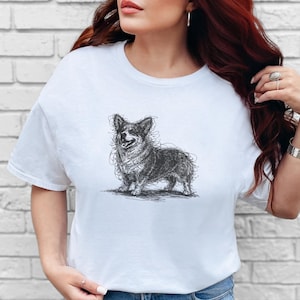 Corgi Shirt, Pembroke Welsh Corgi Sketch Tee, Loaf Dog Apparel, Cute Dog Art image 7