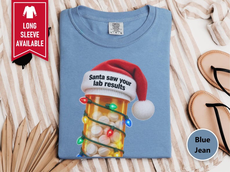 Pharmacy Technician Shirt, Funny Pharmacist Shirt, Pharmacy Tech Christmas Shirt, Santa Saw Your Lab Results image 4