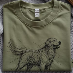 Golden Retriever Shirt | Sketch Canine Tee | Dog Lover Apparel | Puppy Art Print image 5