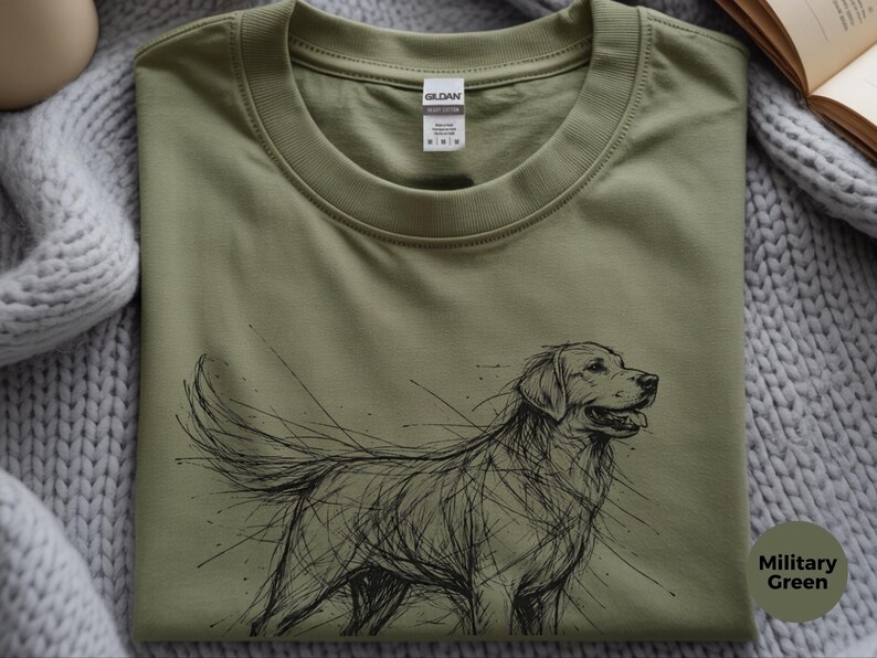 Golden Retriever Shirt | Sketch Canine Tee | Dog Lover Apparel | Puppy Art Print image 5
