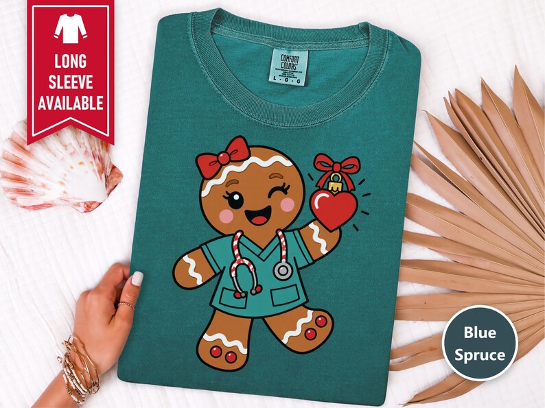 Christmas Nurse Shirt, Gingerbread Nurse Gift, Festive Nurse Sweatshirt, Holiday Medical Tee zdjęcie 10