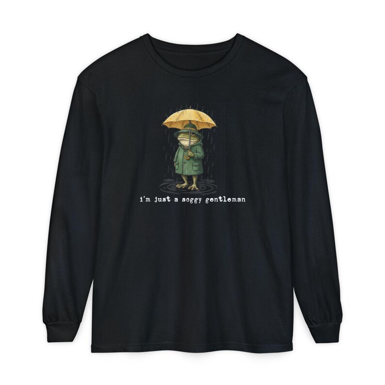 Frog in Raincoat Cute Amphibian Shirt Cottagecore Rainy Day Aesthetic imagen 9