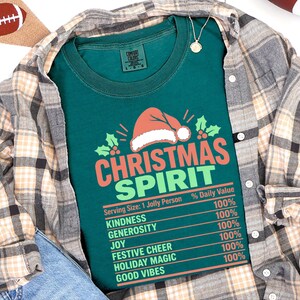 Christmas Spirit Nutrition Label Shirt, Family Christmas Tee, Matching Holiday Party Shirt, Funny Christmas Gift, Holiday Spirit Top image 7