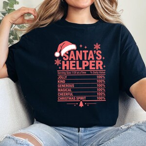 T-Shirt mit Nährwertangaben für Weihnachtsmannhelfer, lustiges Familien-Weihnachts-T-Shirt, passendes Gruppen-Shirt für die Weihnachtsfeier, Wichtelgeschenk Bild 7