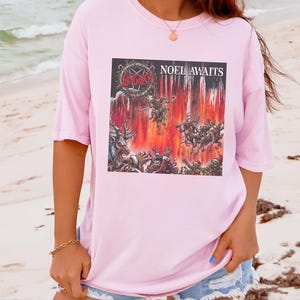 Heavy Metal Christmas Shirt, Death Metal T Shirt, Thrash Metal Tee, Metalhead Gift, Rock Band Merch, Dark Christmas Humor, Slayer Parody image 1