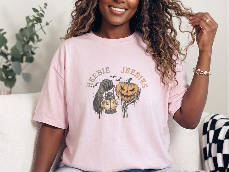 Comfort Colors Grim Reaper Pattern Heebie Jeebies Shirt, Horror Figure Apparel, Vintage Lantern, Gothic Halloween Scary Tee, Thing Hand image 1