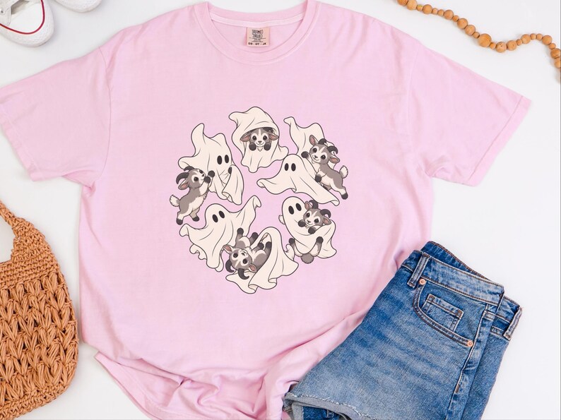 Funny Goat Shirt, Goat Mom Gift, Cute Ghost Shirt, Halloween Goat Lover Tee, Farm Animal Fall Shirt image 1