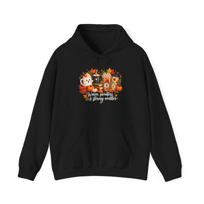 Ghost Coffee Shirt, Fall Coffee Shirt, Halloween Coffee Tee, Cute Ghost Sweater, Warm Sweaters And Stormy Weather, Autumn Sweatshirt image 11